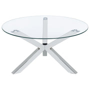 Kenzie Round Coffee and End Table Set Chrome