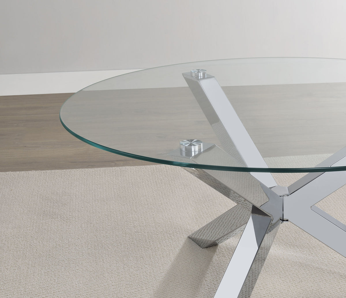 Kenzie Round Coffee and End Table Set Chrome