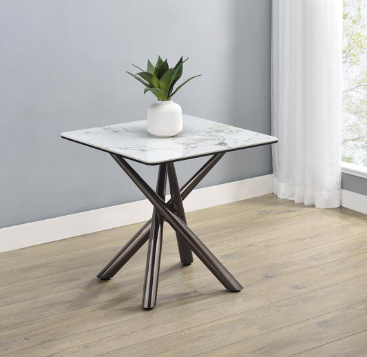 Carvell Square Sintered Stone End Side Table Mirage White Default Title