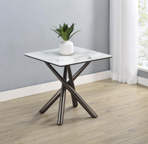 Carvell Square Sintered Stone End Side Table Mirage White Default Title