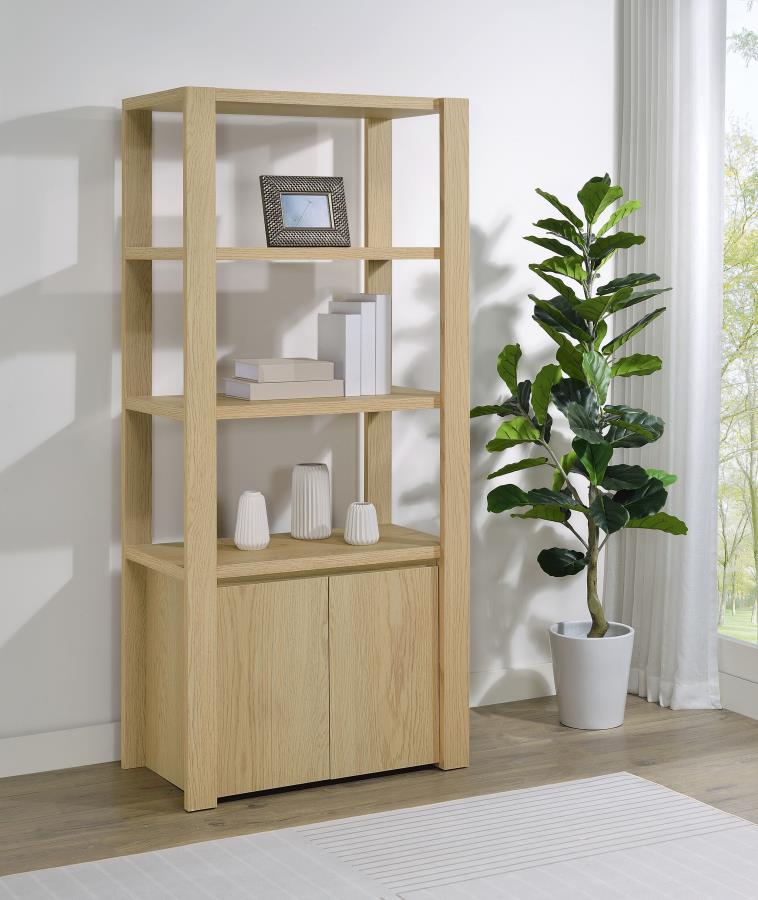 Laurelton 3-shelf Media Tower Tall Pier Cabinet Light Oak Default Title