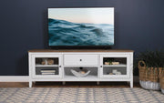 Hollis 2-door Wood 67-inch TV Stand with Drawer Brown and White Default Title