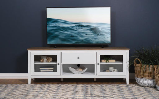 Hollis 2-door Wood 67-inch TV Stand with Drawer Brown and White Default Title