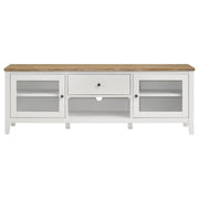 Hollis 2-door Wood 67-inch TV Stand with Drawer Brown and White