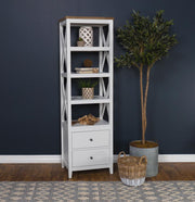 Hollis 4-shelf Wood Media Tower with Drawers Brown and White Default Title