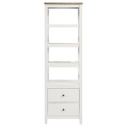 Hollis 4-shelf Wood Media Tower with Drawers Brown and White