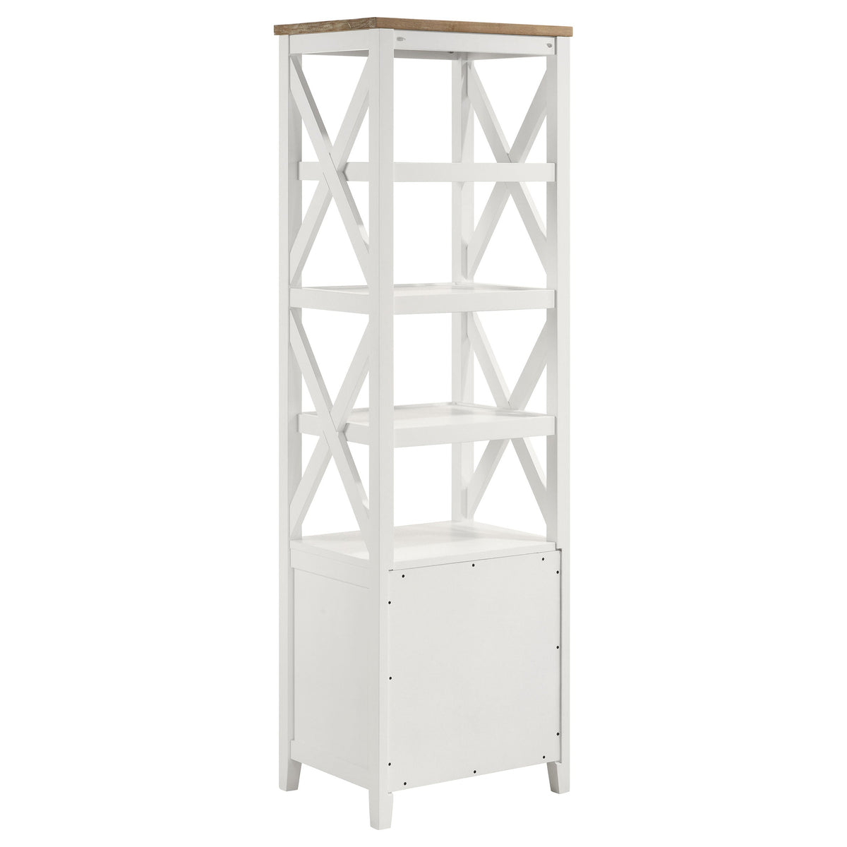 Hollis 4-shelf Wood Media Tower with Drawers Brown and White