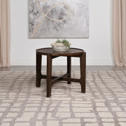 Cota Round Solid Wood End Table Dark Brown Default Title