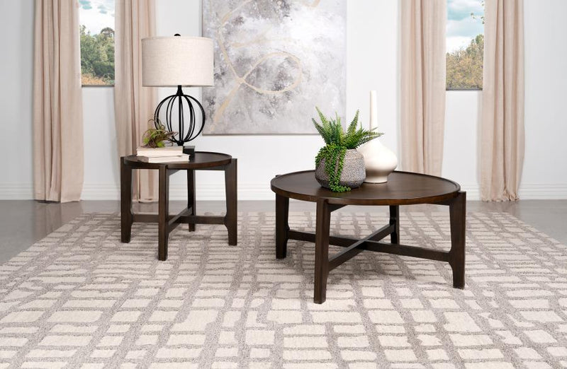 Cota Solid Wood Coffee and End Table Set Dark Brown 2-piece