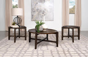 Cota Solid Wood Coffee and End Table Set Dark Brown 3-piece