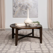 Cota Round Solid Wood Coffee Table Dark Brown