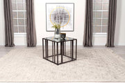 Adri Rectangular Glass Top Side End Table Black Nickel