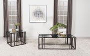 Adri Coffee and End Table Set Black Nickel 2-piece