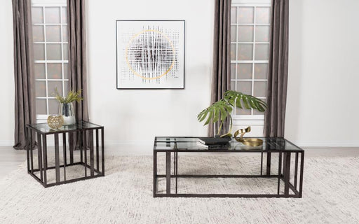 Adri Coffee and End Table Set Black Nickel 2-piece
