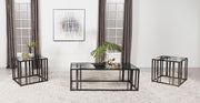 Adri Coffee and End Table Set Black Nickel 3-piece