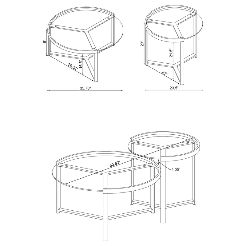 Delia Round Glass Top Nesting Coffee Table