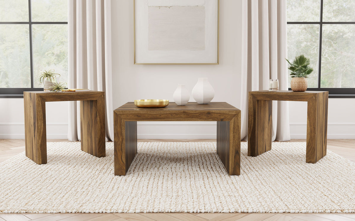Odilia Solid Wood Coffee and End Table Set Auburn