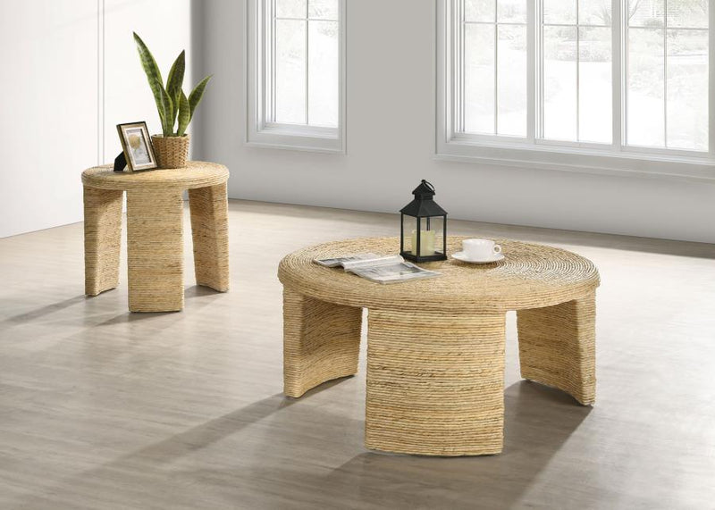 Artina Rattan Coffee and End Table Set Natural 2-piece