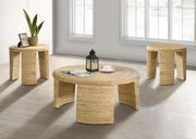 Artina Rattan Coffee and End Table Set Natural 3-piece