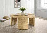 Artina Woven Rattan Round Coffee Table Natural Brown Default Title