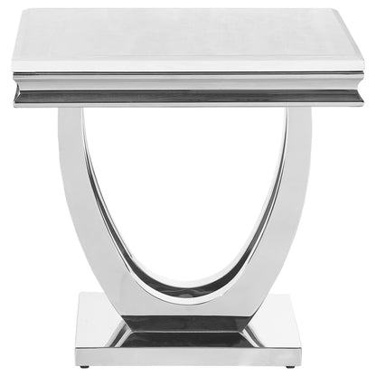 Kerwin Square Stone Top End Table White and Chrome