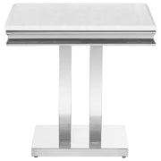 Kerwin Square Stone Top End Table White and Chrome