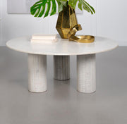 Astoria Round Genuine Marble Coffee Table White Default Title