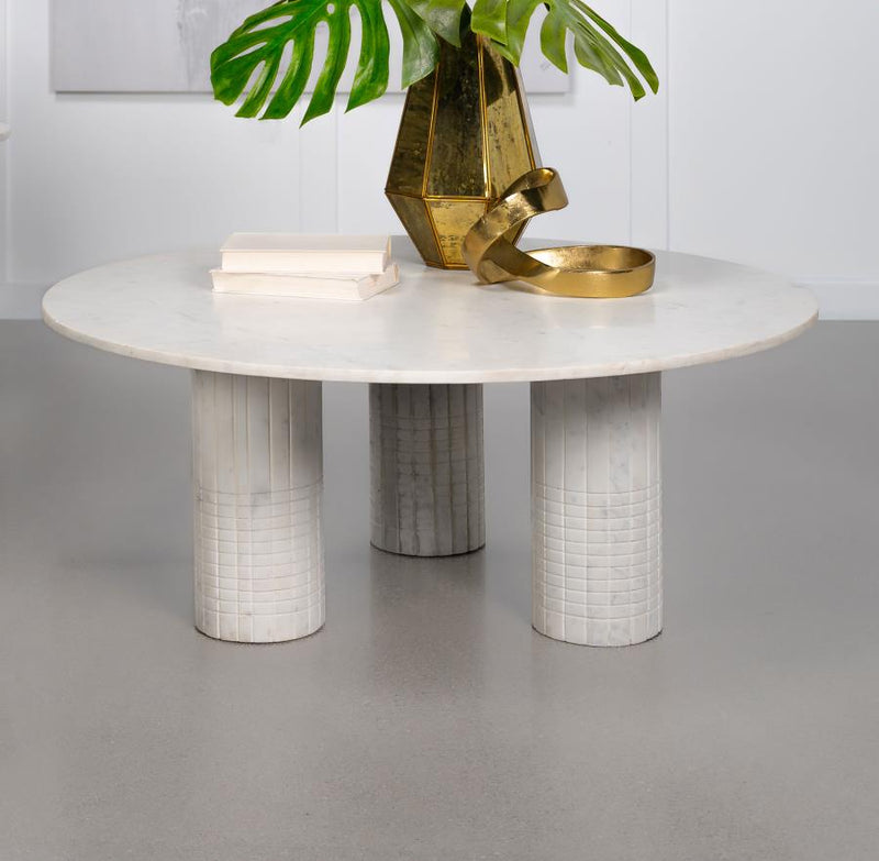 Astoria Round Genuine Marble Coffee Table White Default Title