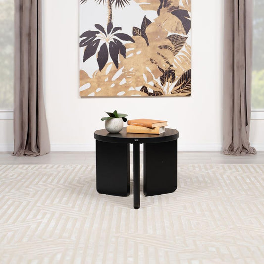 Cordova Round Solid Wood End Table Black Default Title