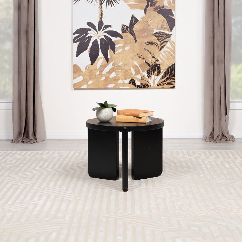 Cordova Round Solid Wood End Table Black Default Title