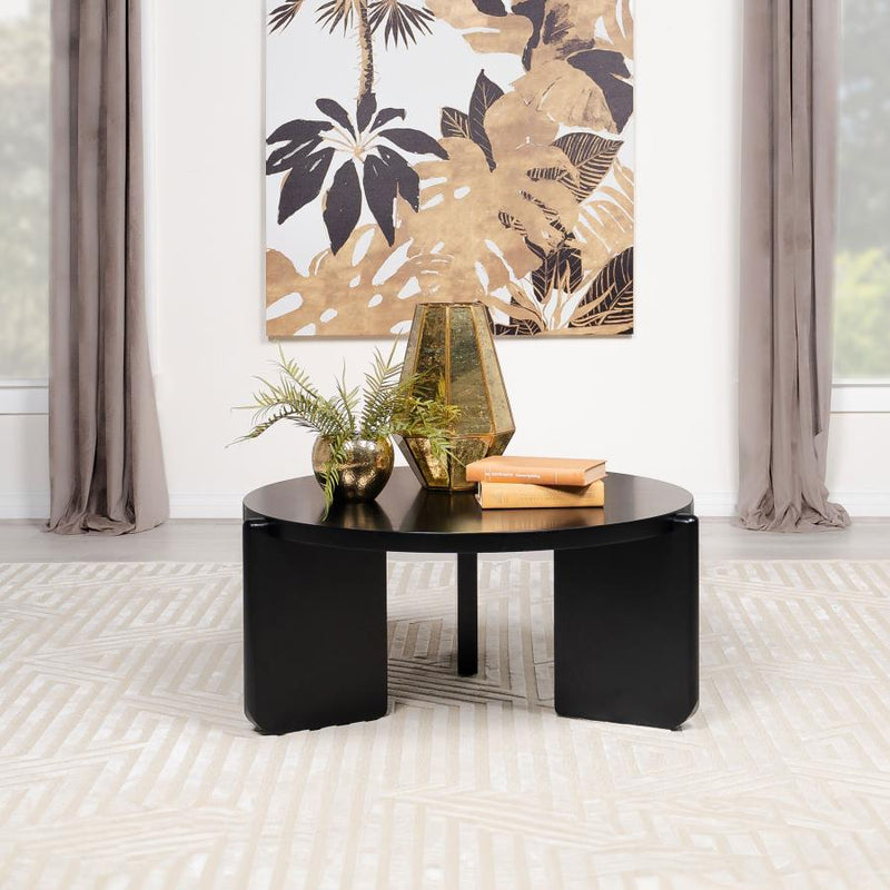 Cordova Round Solid Wood Coffee Table Black Default Title