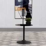 Ganso Round Metal End Table With Tempered Glass Top Black Default Title