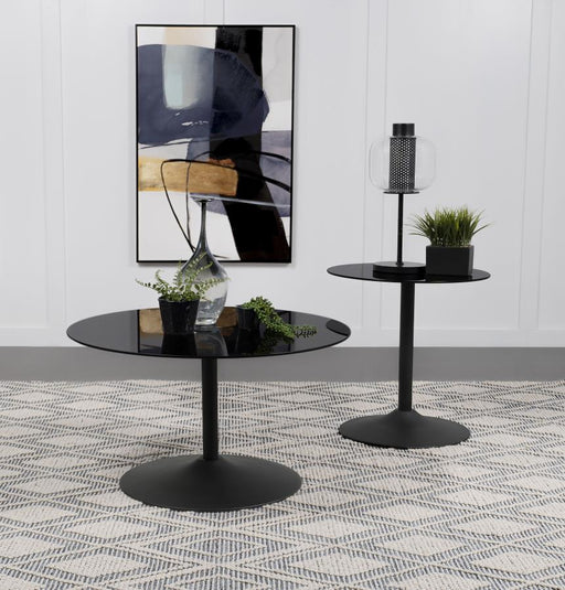 Ganso Round Glass Top Coffee and End Table Set 2-piece