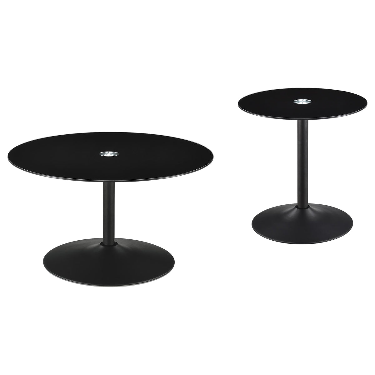 Ganso Round Glass Top Coffee and End Table Set