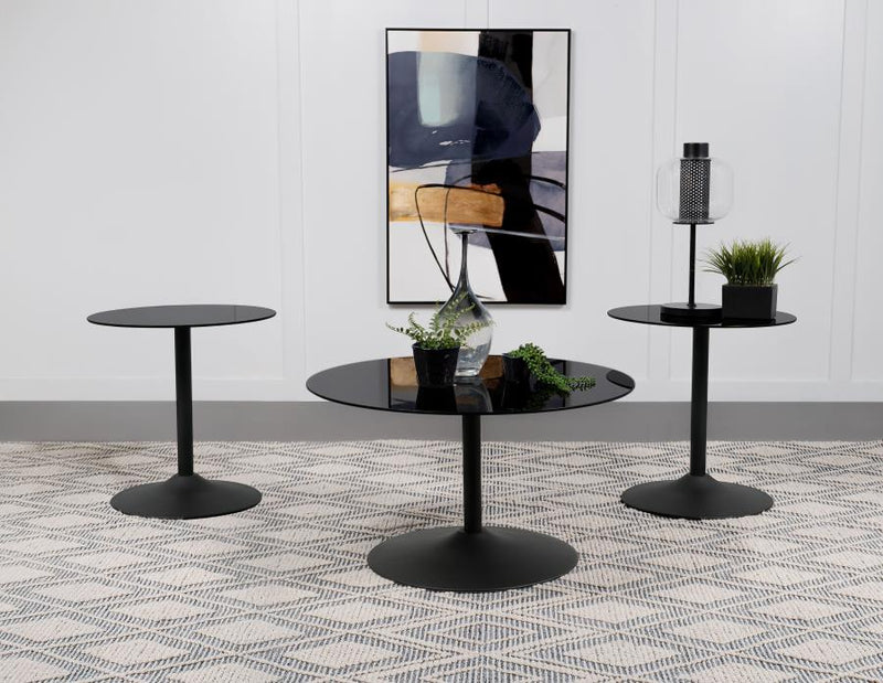 Ganso Round Glass Top Coffee and End Table Set 3-piece