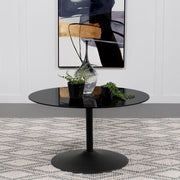 Ganso Round Metal Coffee Table With Tempered Glass Top Black Default Title
