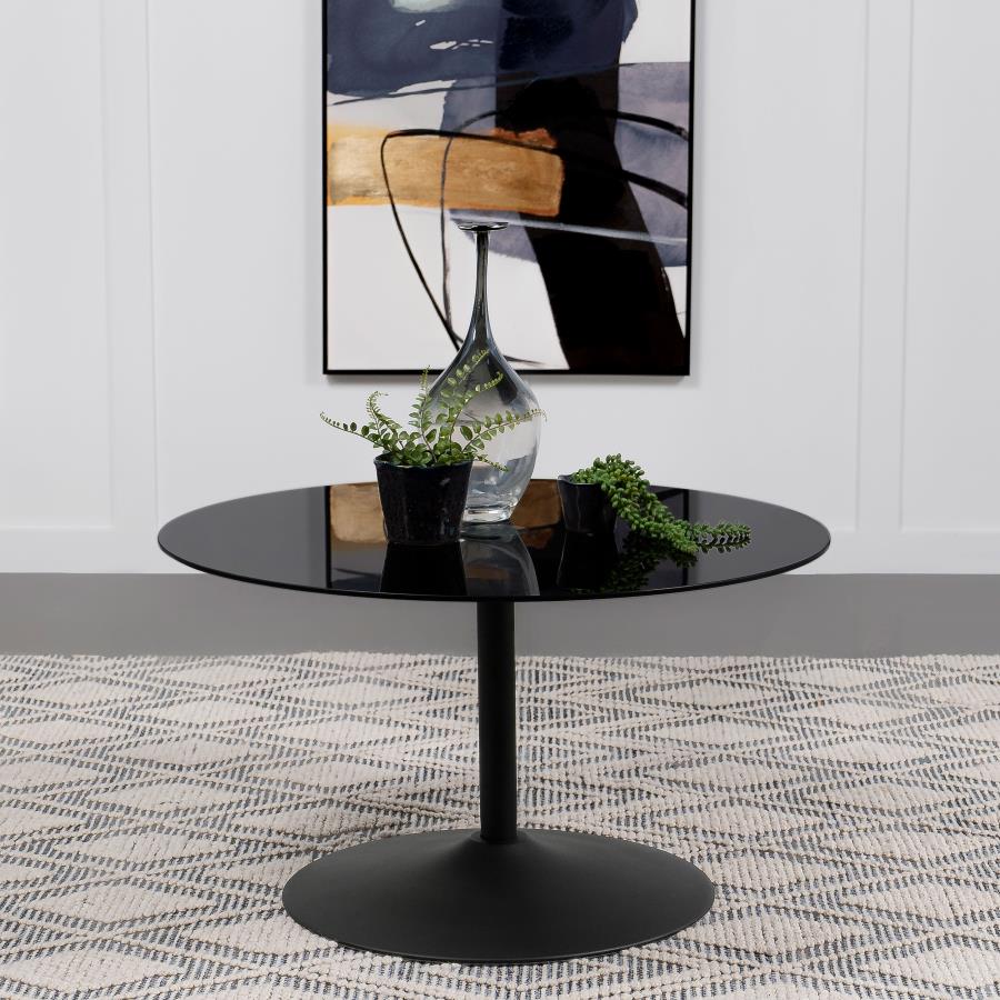 Ganso Round Metal Coffee Table With Tempered Glass Top Black Default Title