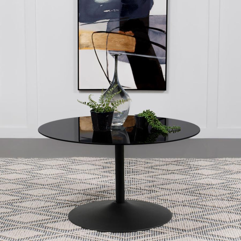 Ganso Round Metal Coffee Table With Tempered Glass Top Black Default Title