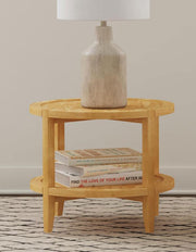 Camillo Round Solid Wood Side End Table Maple Brown Default Title