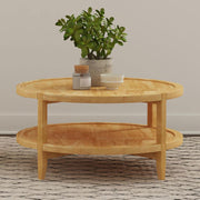 Camillo Round Solid Wood Coffee Table Maple Brown Default Title