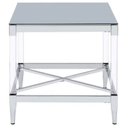 Lindley Square Tempered Mirror Acrylic Side End Table Chrome