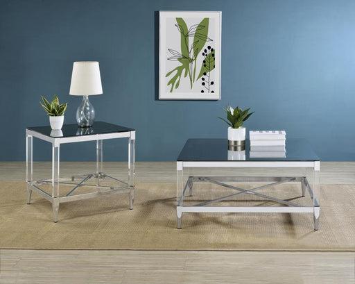 Lindley Square Coffee and End Table Set Chrome 2-piece