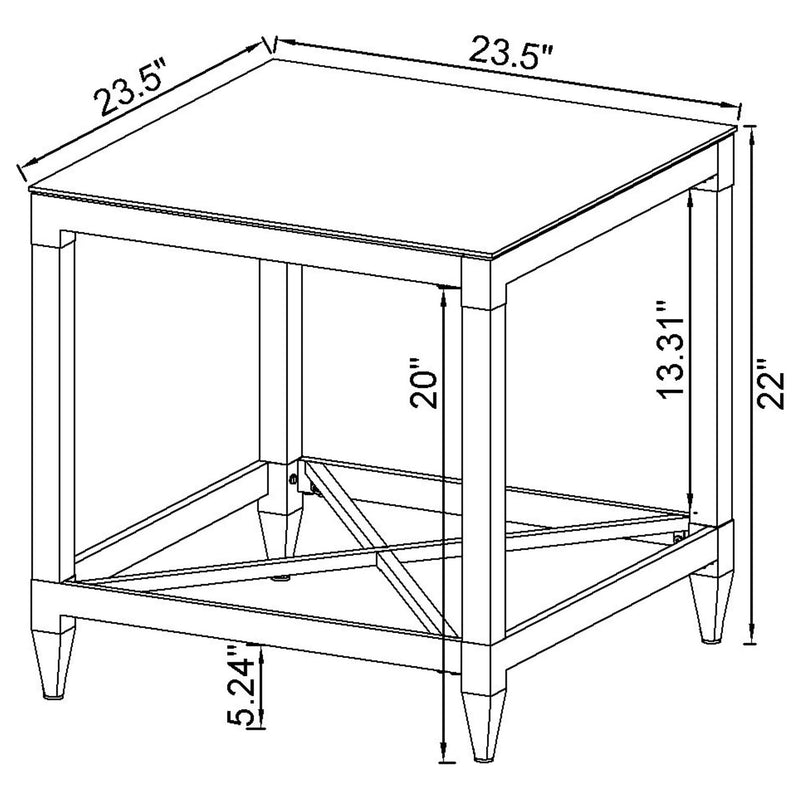 Lindley Square Coffee and End Table Set Chrome