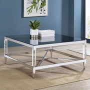 Lindley Square Tempered Mirror Acrylic Coffee Table Chrome Default Title