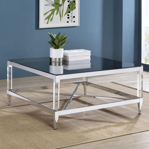 Lindley Square Tempered Mirror Acrylic Coffee Table Chrome Default Title