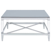 Lindley Square Tempered Mirror Acrylic Coffee Table Chrome