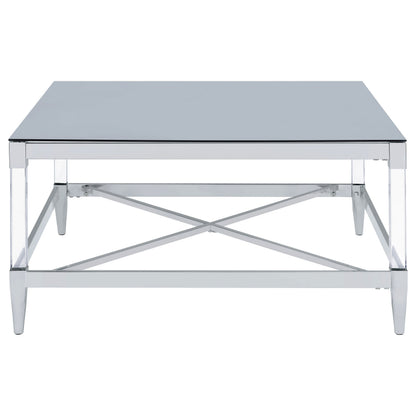 Lindley Square Tempered Mirror Acrylic Coffee Table Chrome