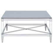 Lindley Square Tempered Mirror Acrylic Coffee Table Chrome