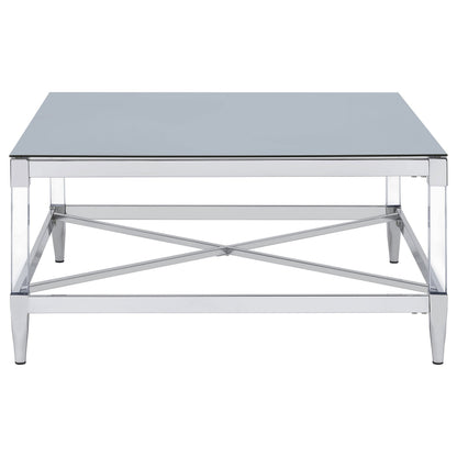 Lindley Square Tempered Mirror Acrylic Coffee Table Chrome