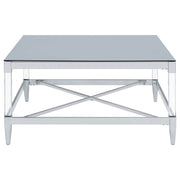 Lindley Square Tempered Mirror Acrylic Coffee Table Chrome